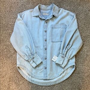Light Blue Denim Button-Up Shirt